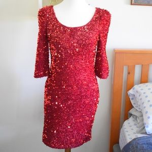 Red Sequin Bodycon Cocktail Dress
